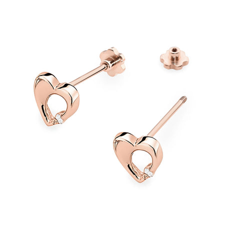 14-carat rose gold earrings with 2 0.0086ct diamonds. Gold jewellery with diamonds is an excellent gift.