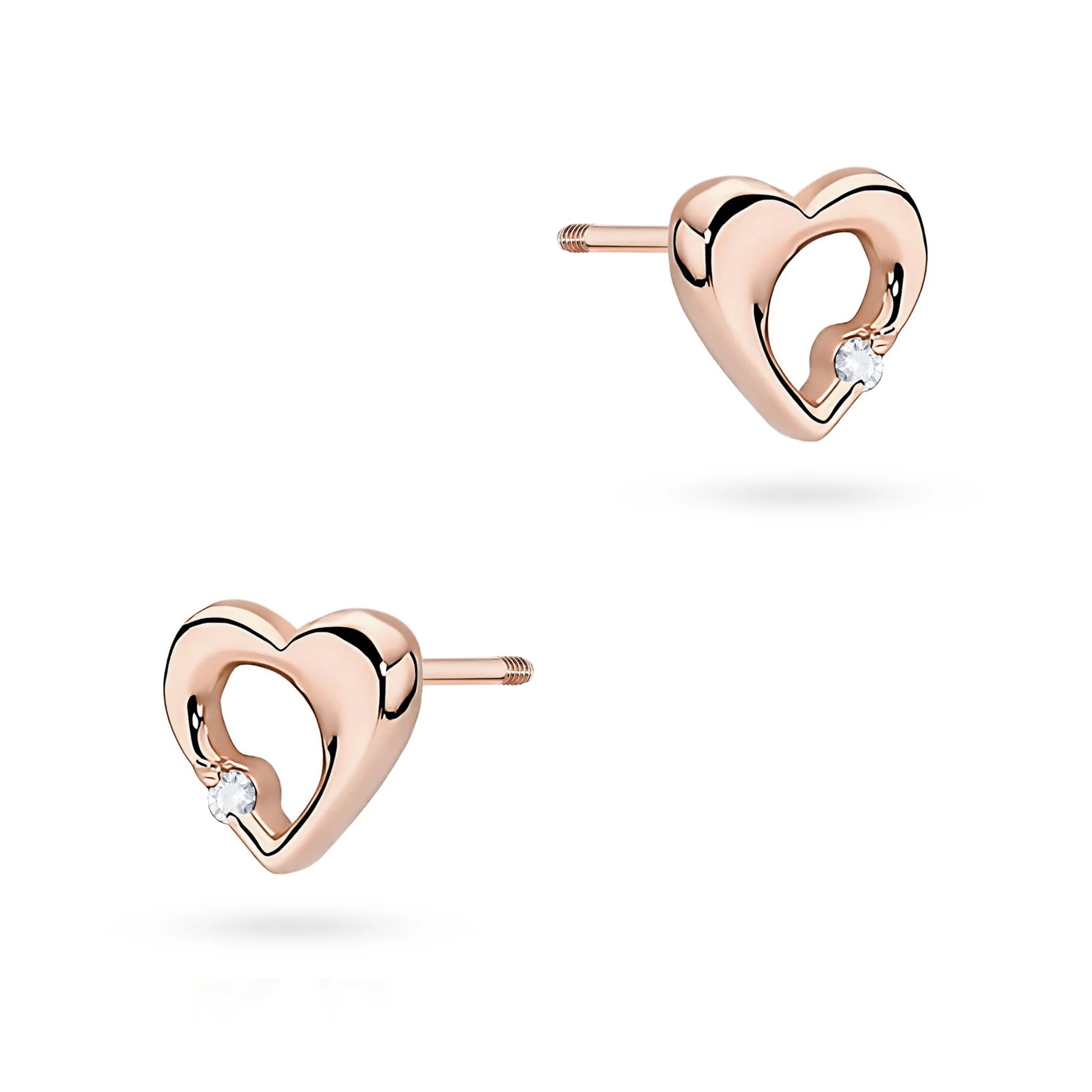 14-carat rose gold earrings with 2 0.0086ct diamonds. Gold jewellery with diamonds is an excellent gift.