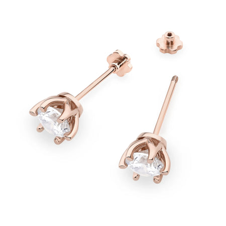 These 14-carat rose gold earrings with 2 lab-diamonds, each with a mass of 1.00ct, are an exclusive accessory.