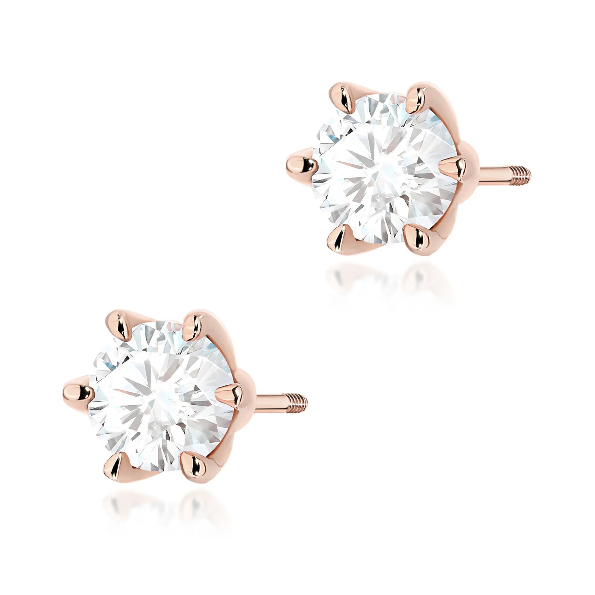 These 14-carat rose gold earrings with 2 lab-diamonds, each with a mass of 1.00ct, are an exclusive accessory.