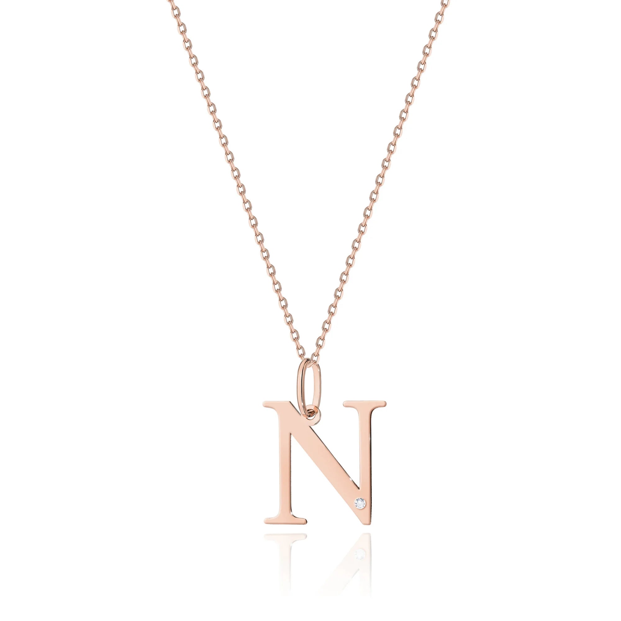 14-carat rose gold necklace with 0.005ct diamond. Excellent gift. Authenticity of diamond is confirmed by a certificate.