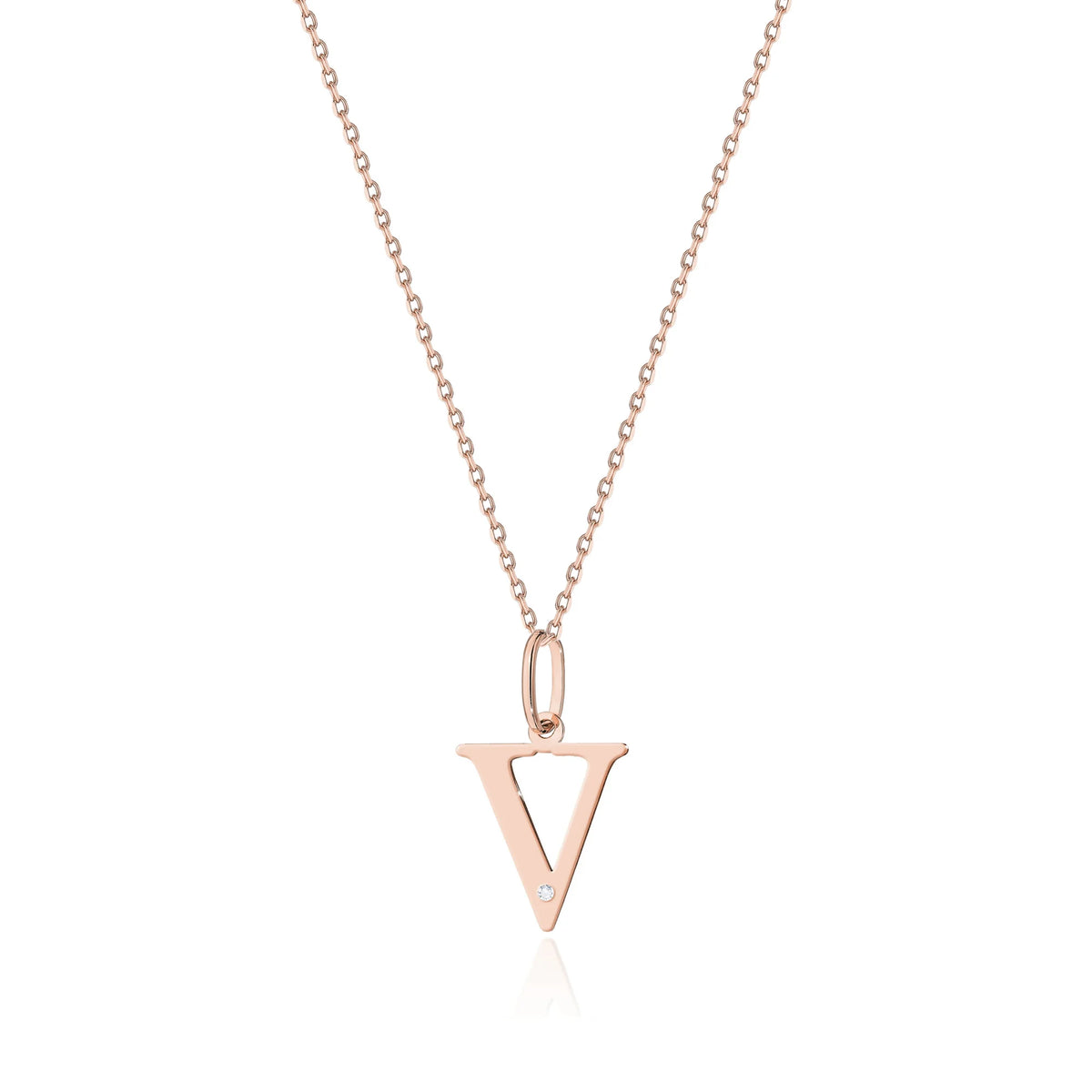 14-carat rose gold necklace with 0.005ct diamond. Excellent gift. Authenticity of diamond is confirmed by a certificate.