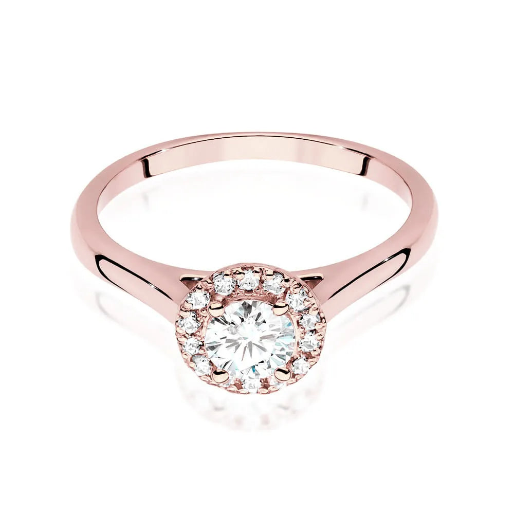 Rose Gold 14k(585) ring with 0,40ct diamond and side diamonds 0,12ct.  Perfect for a gift.
