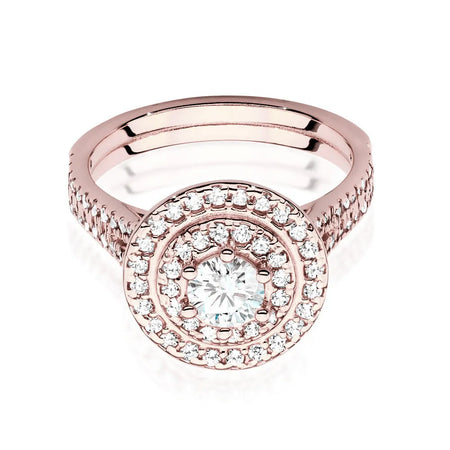 Rose Gold 14k(585) earrings with 0,40ct diamond and sideline 0,613ct diamonds. Is packaged in an elegant box, which is perfect for a gift.
