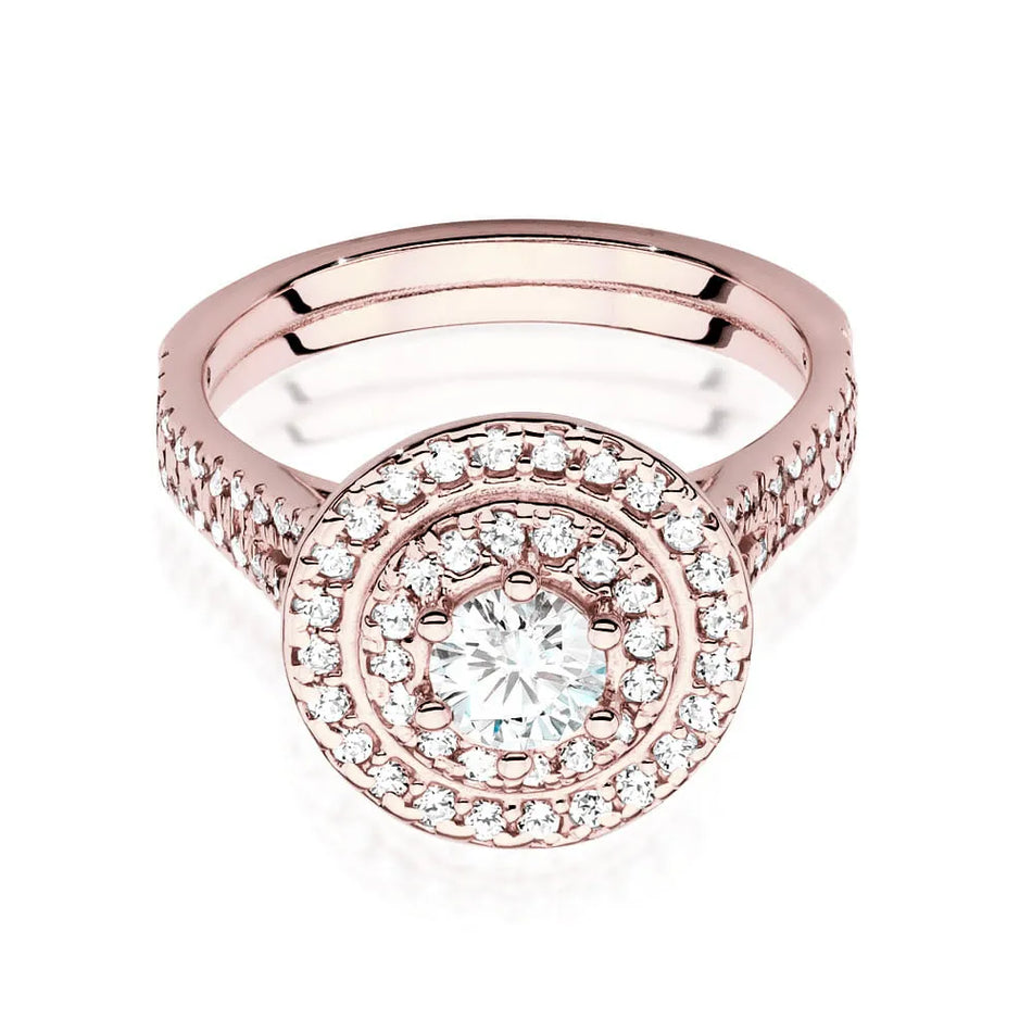 Rose Gold 14k(585) earrings with 0,40ct diamond and sideline 0,613ct diamonds. Is packaged in an elegant box, which is perfect for a gift.
