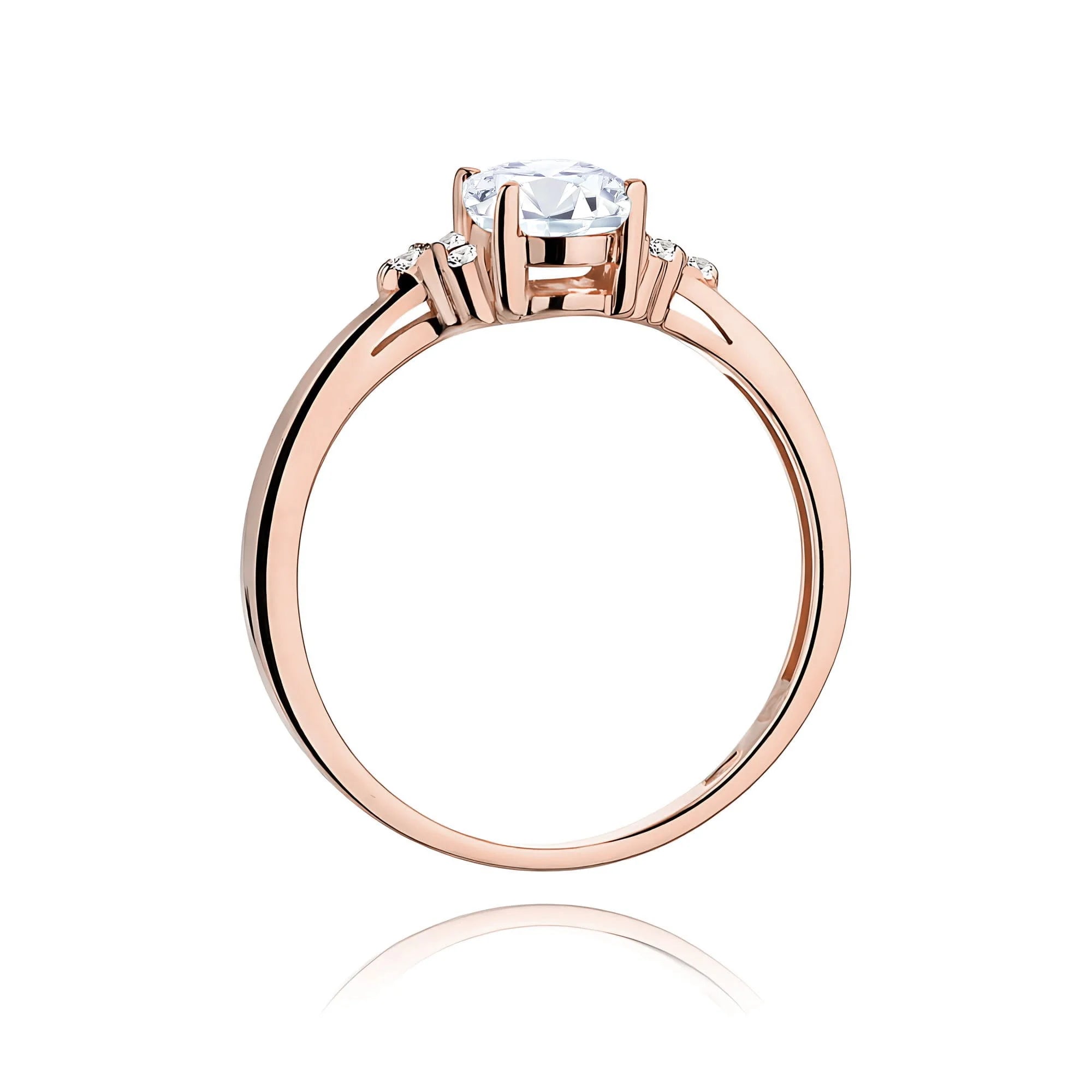 Rose Gold 14k(585) ring with 0,70ct and 0,052ct lab diamonds. Is packaged in an elegant box, which is perfect for a gift.
