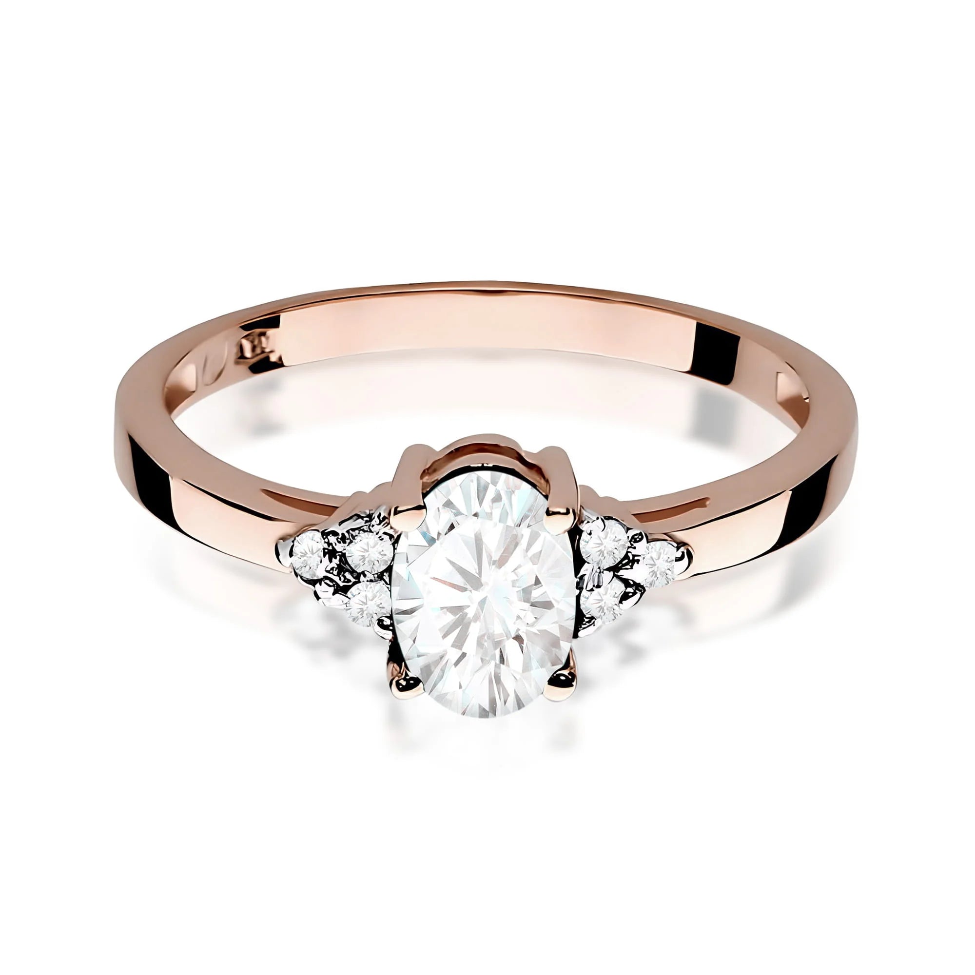 Rose Gold 14k(585) ring with 0,70ct and 0,052ct lab diamonds. Is packaged in an elegant box, which is perfect for a gift.
