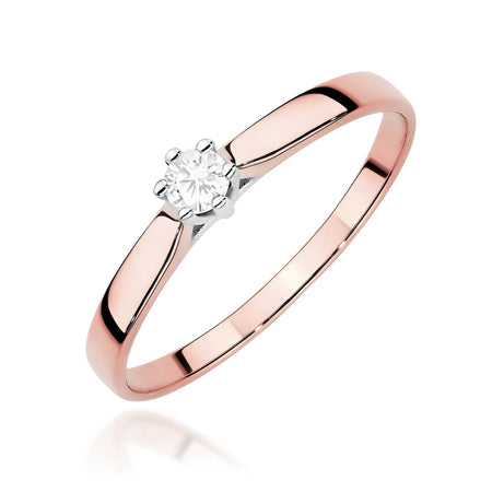 Rose Gold 14k(585) ring with 0,10ct lab diamond.  Is packaged in an elegant box, which is perfect for a gift.
