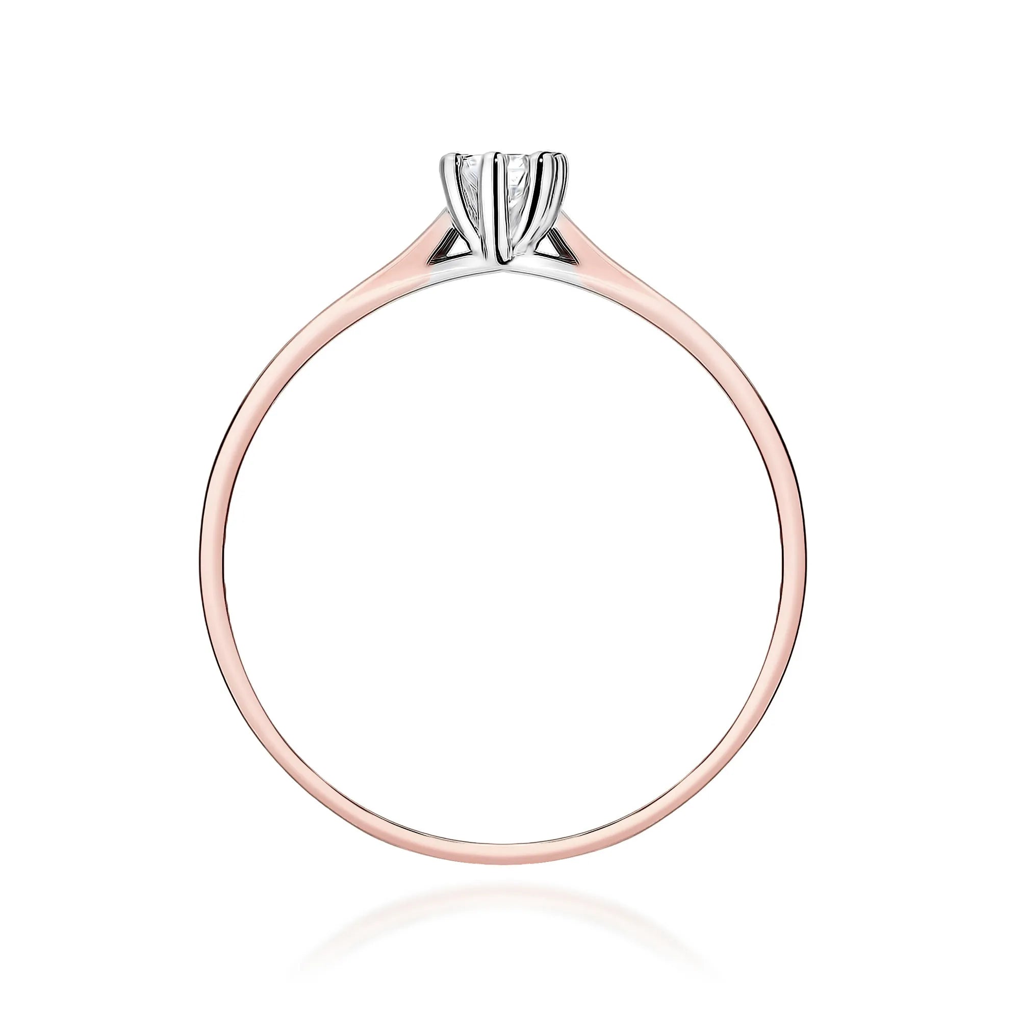 Rose Gold 14k(585) ring with 0,10ct lab diamond.  Is packaged in an elegant box, which is perfect for a gift.