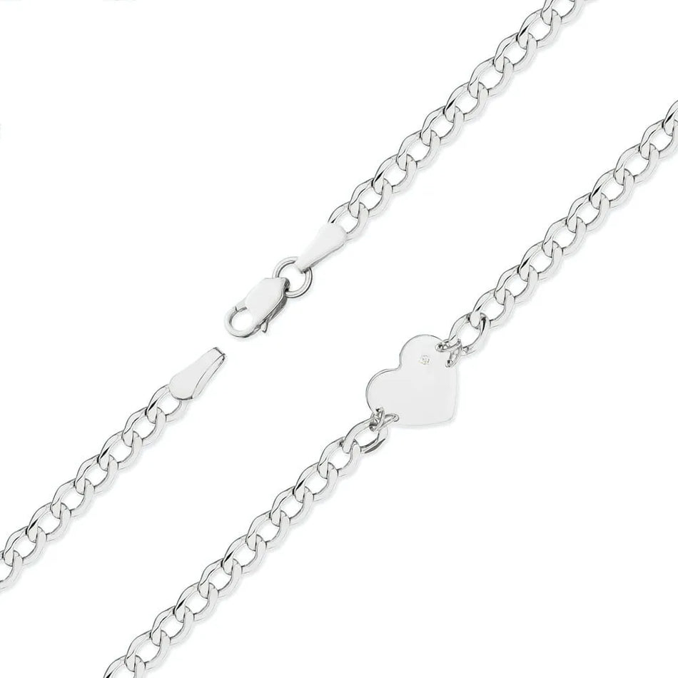 This white gold bracelet with a 0.005ct diamond, embodies timeless beauty. Set in 14k(585) white gold, this gemstone combines elegance and durability. Is perfect for a gift