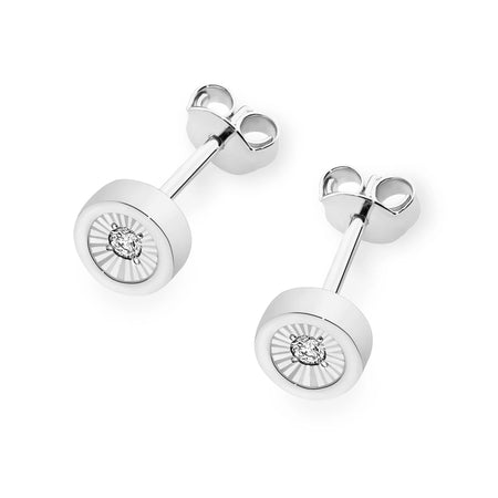 14k White Gold Earrings Stud Clasp | 2x 0.08ct Diamonds | GREMARI Jewelry