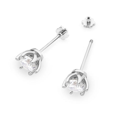 These 14-carat white gold earrings with 2 lab-diamonds, each with a mass of 1.00ct, are an exclusive accessory.