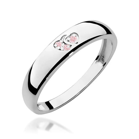 14k white gold ring with 2 pink zirconia hearts. Excelent gift. Perfect for everyday and special occasions.