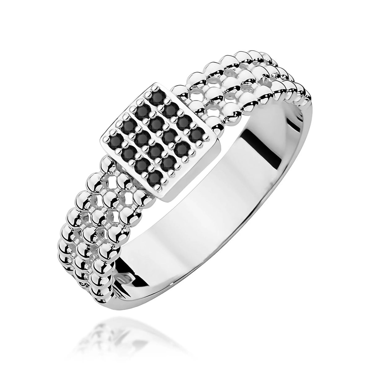 14K White Gold Ring | 0.08ct Black Diamonds | GREMARI Jewelry