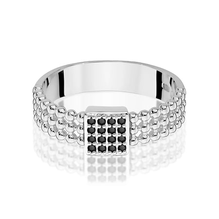 14K White Gold Ring | 0.08ct Black Diamonds | GREMARI Jewelry