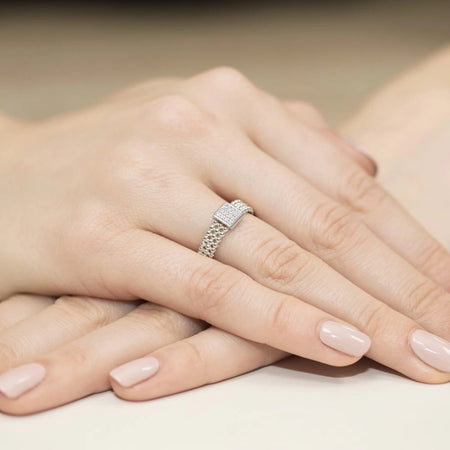 14K White Gold Ring | 0.08ct Diamonds | GREMARI Jewelry
