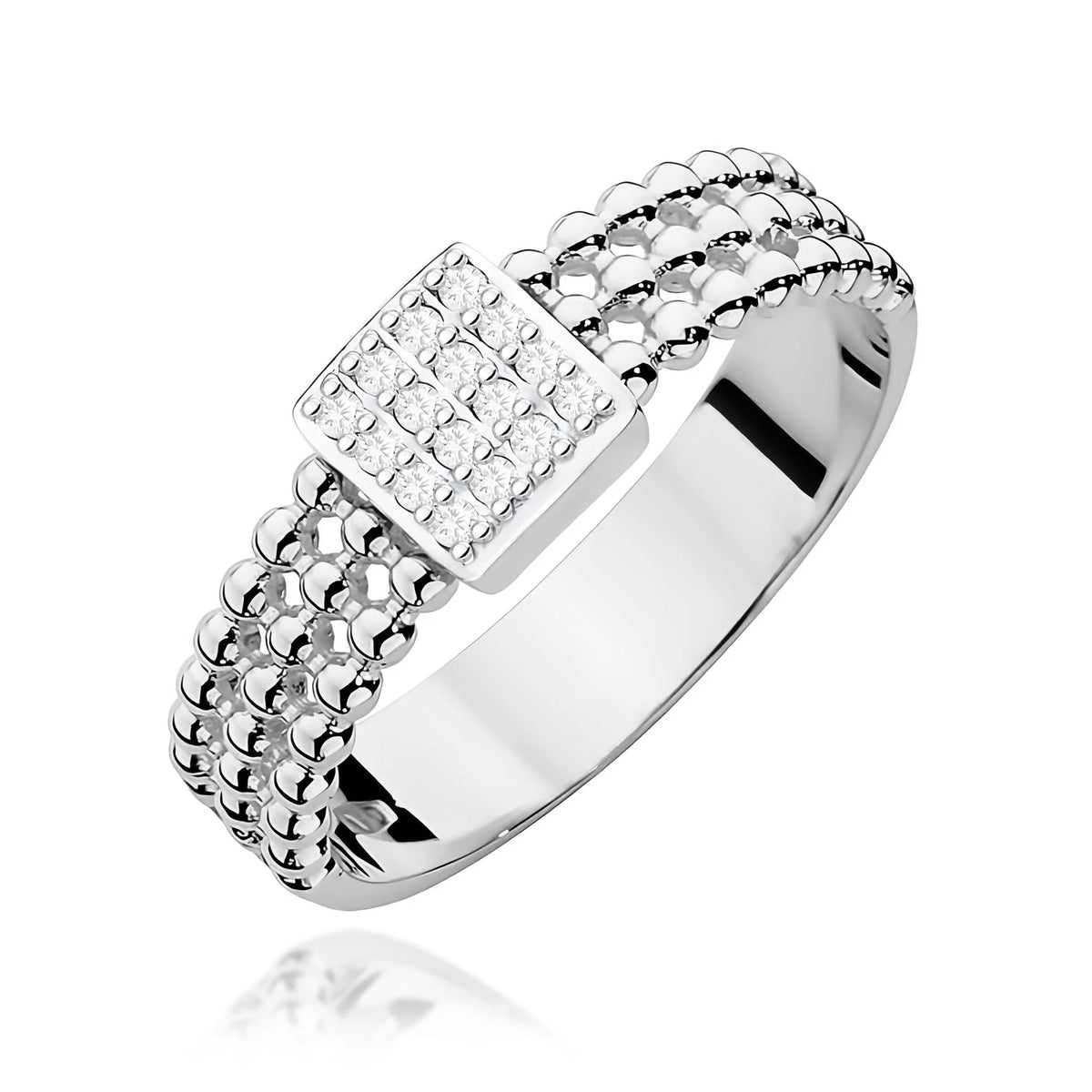 14K White Gold Ring | 0.08ct Diamonds | GREMARI Jewelry