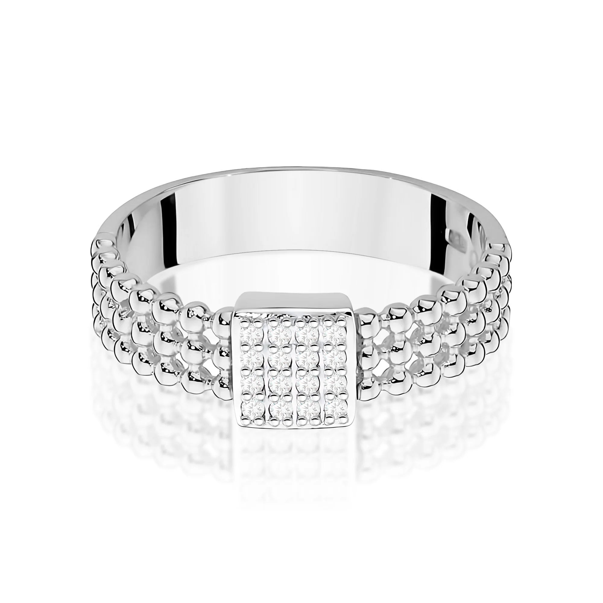 14K White Gold Ring | 0.08ct Diamonds | GREMARI Jewelry
