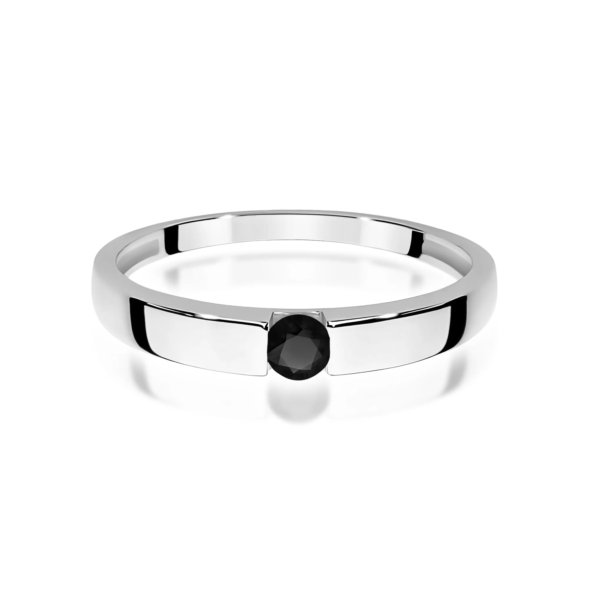 14k (585) White Gold Rings | 0.12ct Black Diamond | GREMARI Jewelry
