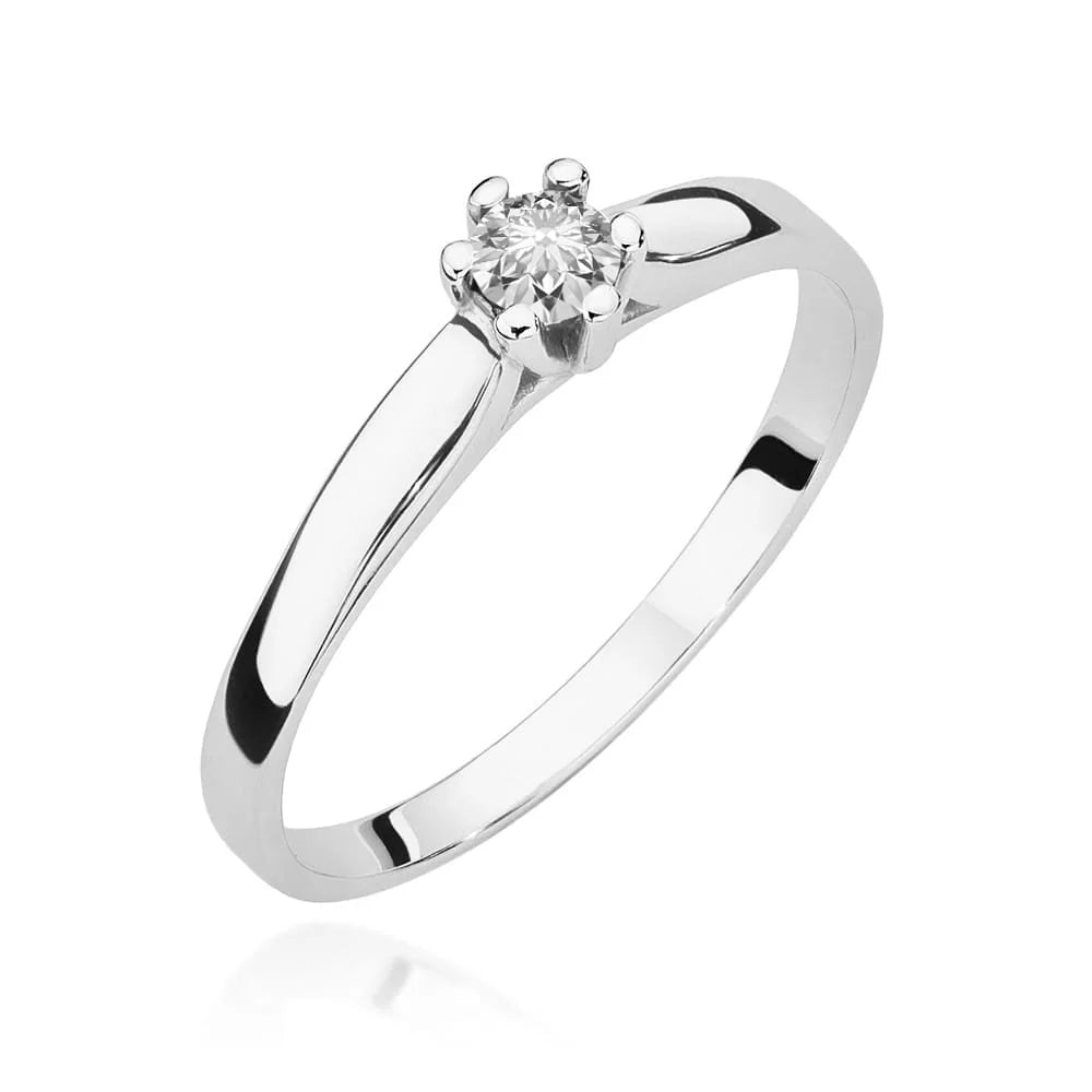 Verlobungsring aus 14 Karat Weißgold mit Diamant | 0,15 ct Brillantschliff-Diamant | Elegantes Schmuckstück als Geschenk für Damen