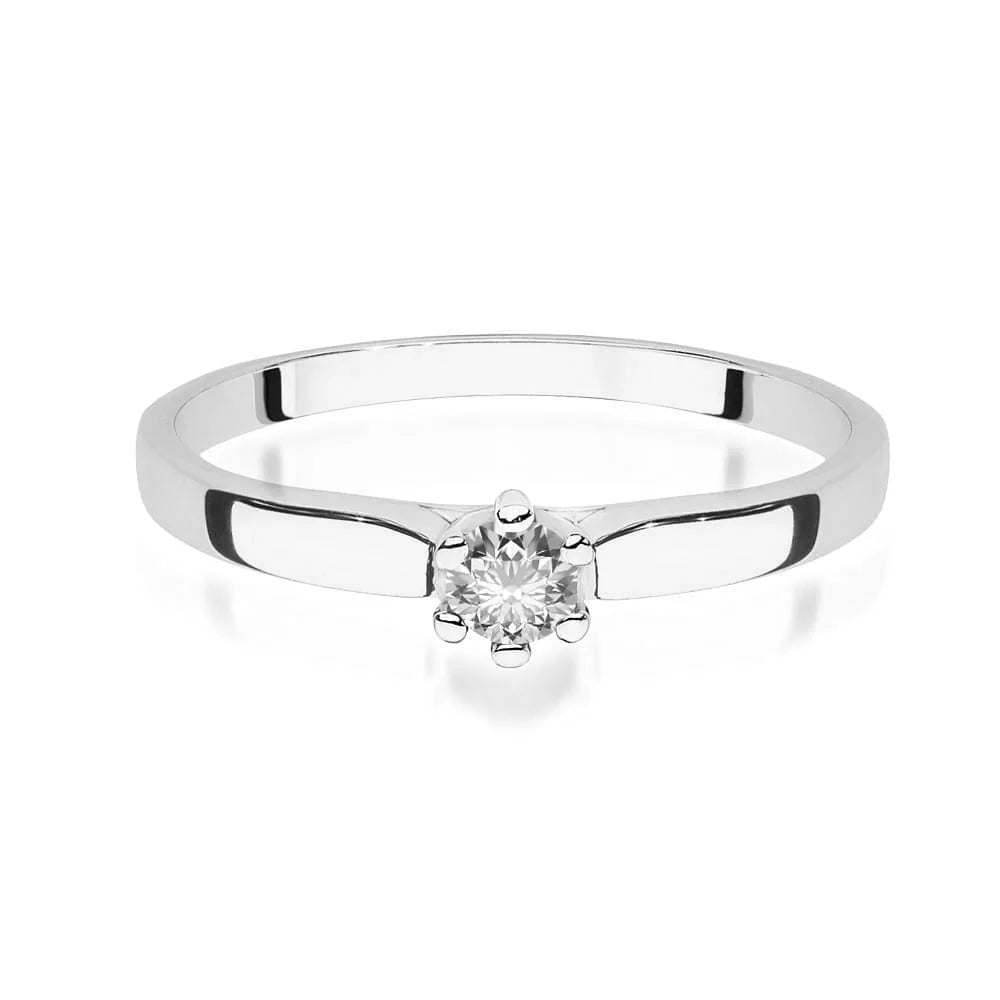 14k White Gold Diamond Engagement Ring | 0.15ct Brilliant Diamond | Elegant Fine Jewelry Women's Gift