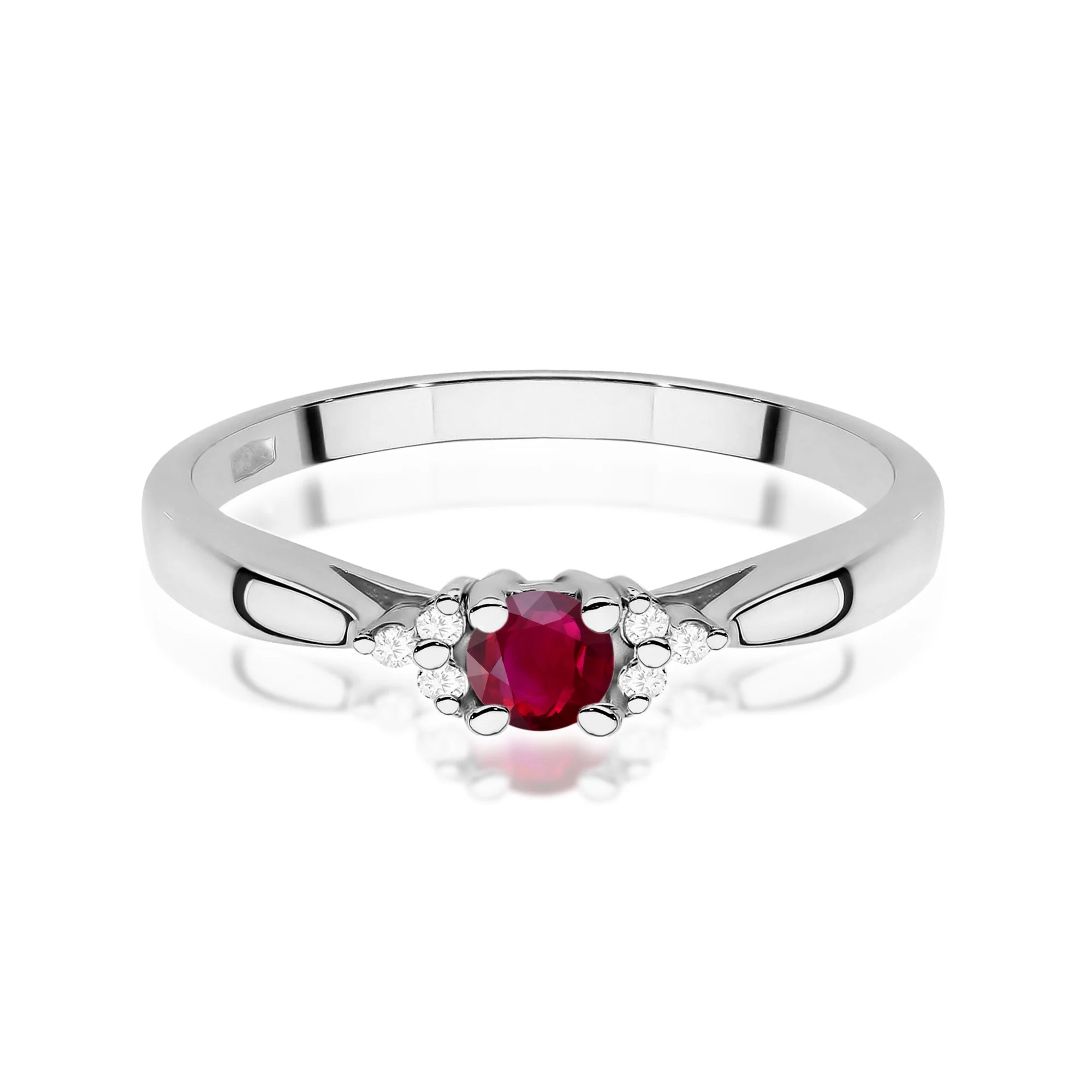 14k (585) White Gold Rings | 0.15ct Ruby and 0.03ct Diamonds | GREMARI Jewelry
