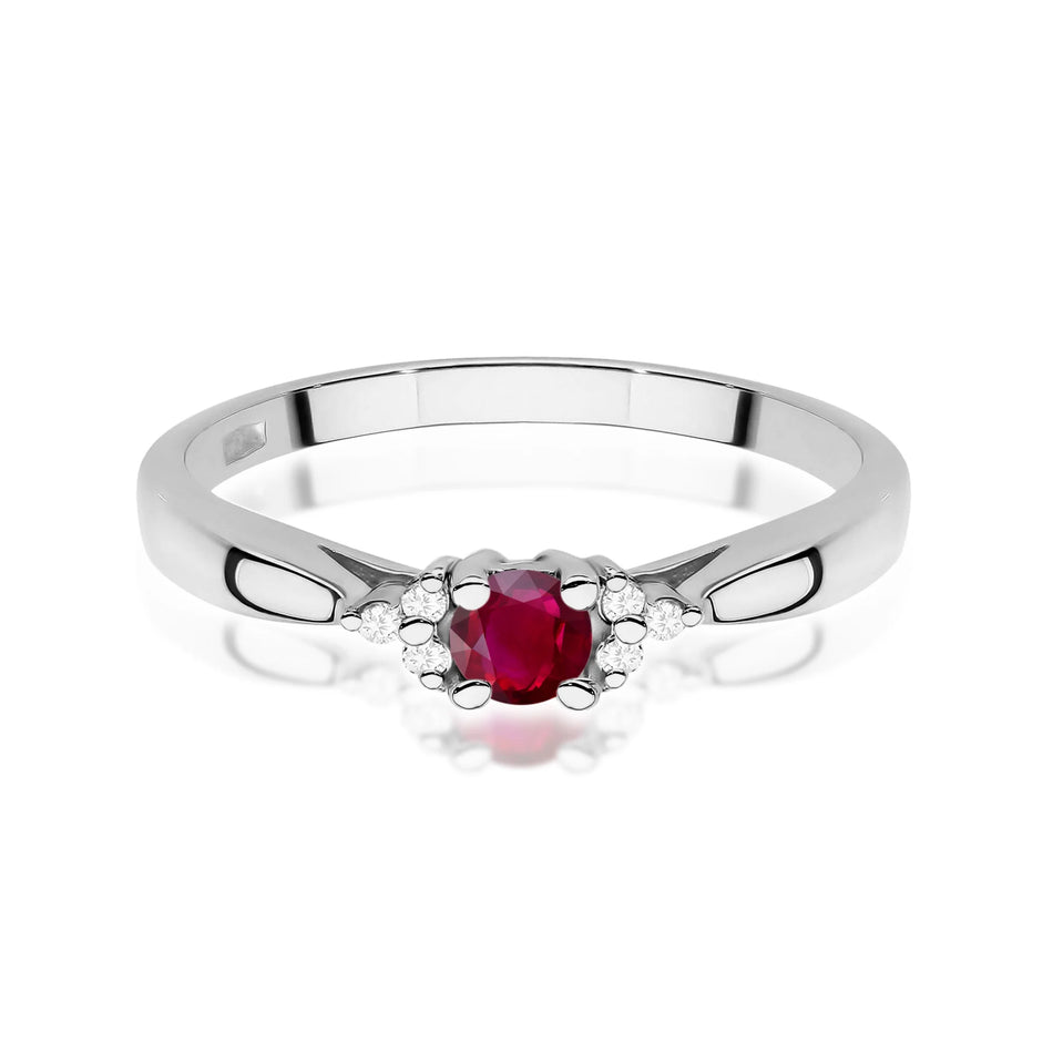 14k (585) White Gold Rings | 0.15ct Ruby and 0.03ct Diamonds | GREMARI Jewelry
