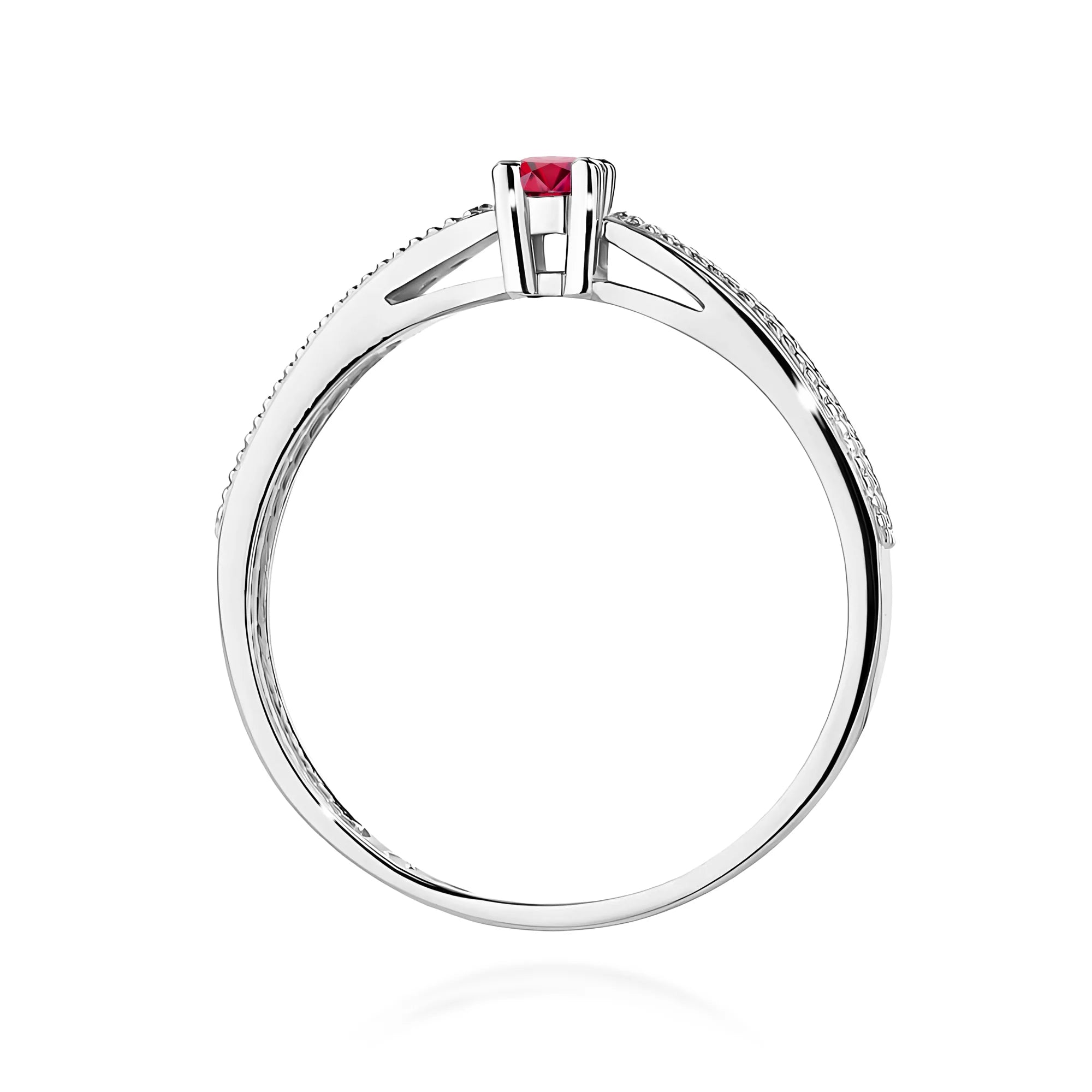 14k (585) White Gold Rings | 0.15ct Ruby and 0.09ct Diamonds | GREMARI Jewelry
