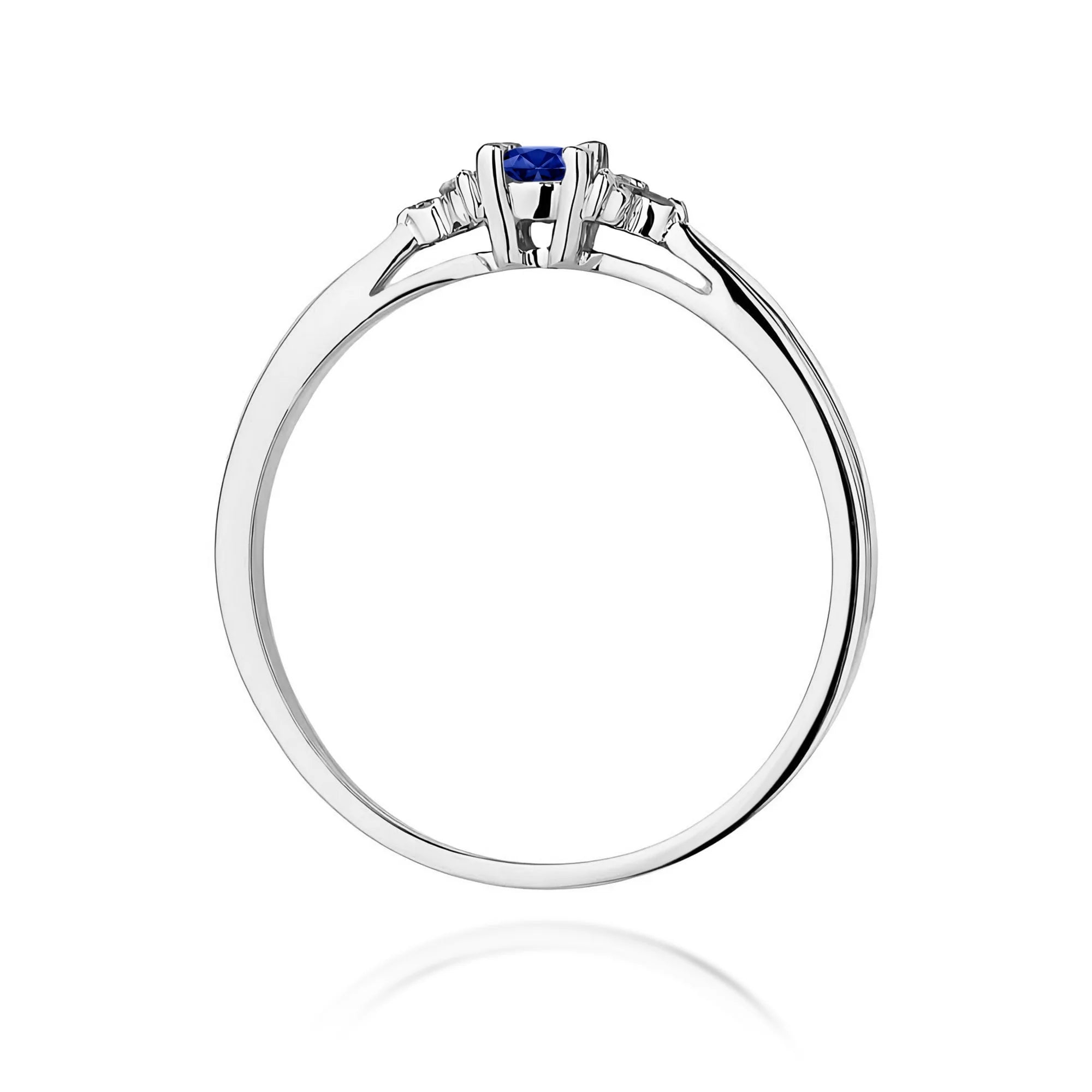 14k (585) White Gold Rings | 0.15ct Sapphire and 0.03ct Diamonds | GREMARI Jewelry
