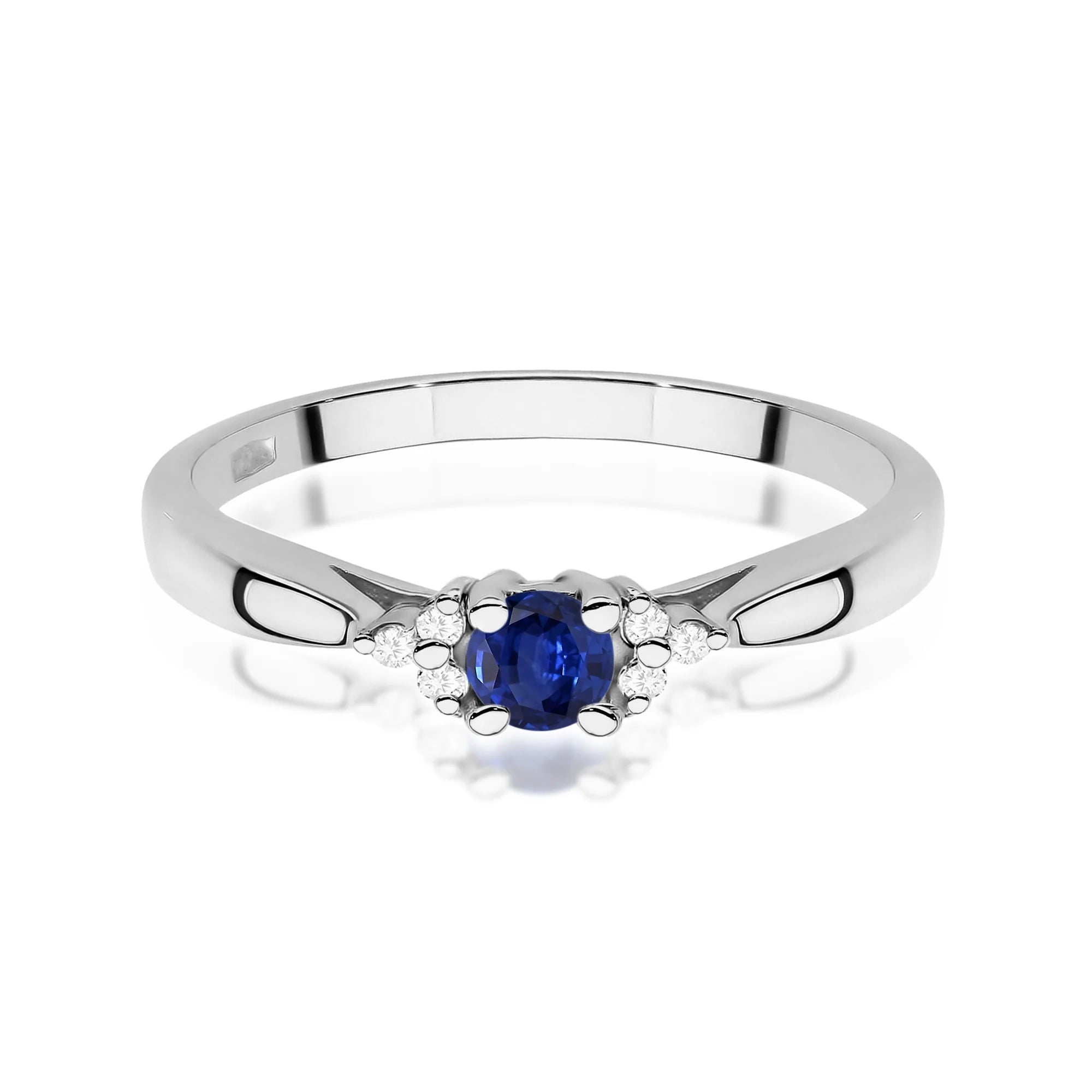 14k (585) White Gold Rings | 0.15ct Sapphire and 0.03ct Diamonds | GREMARI Jewelry
