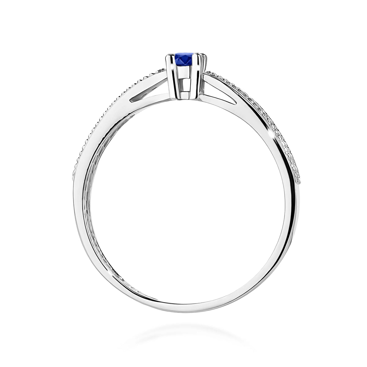14k (585) White Gold Rings | 0.15ct Sapphire and 0.09ct Diamonds | GREMARI Jewelry
