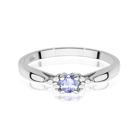 14k (585) White Gold Rings | 0.15ct Tansanit and 0.03ct Diamonds | GREMARI Jewelry
