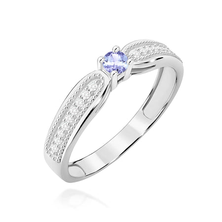 14k (585) White Gold Rings | 0.15ct Tansanit and 0.09ct Diamonds | GREMARI Jewelry

