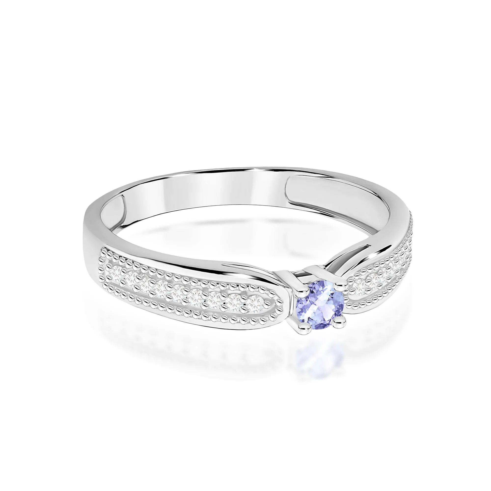 14k (585) White Gold Rings | 0.15ct Tansanit and 0.09ct Diamonds | GREMARI Jewelry

