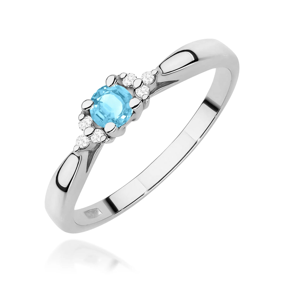 14k (585) White Gold Rings | 0.15ct Topaz and 0.03ct Diamonds | GREMARI Jewelry
