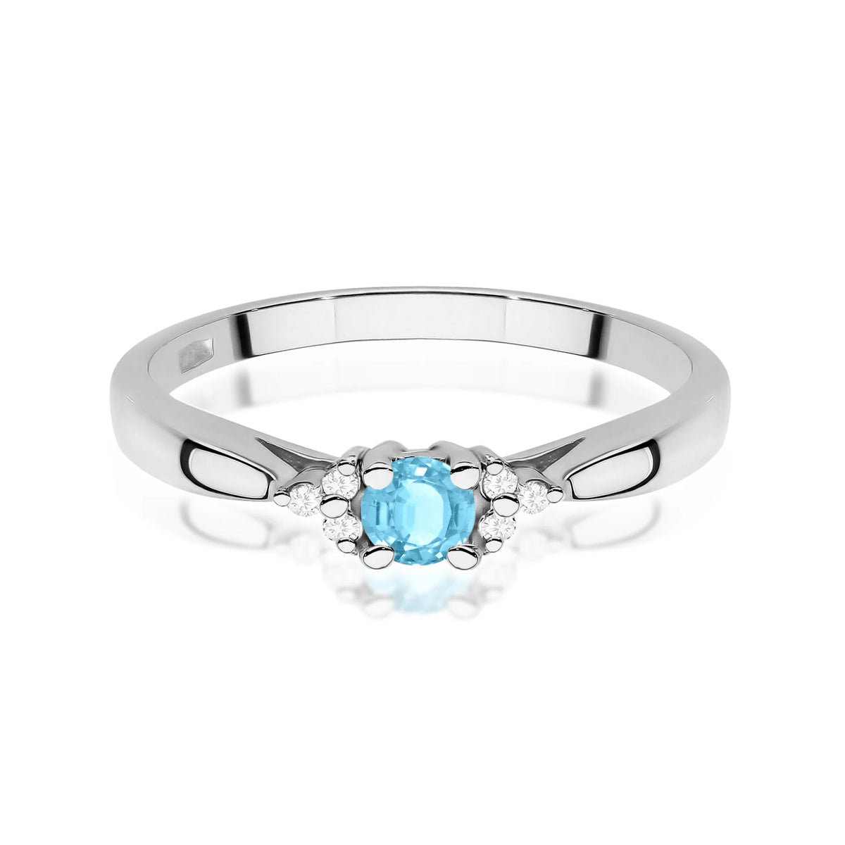 14k (585) White Gold Rings | 0.15ct Topaz and 0.03ct Diamonds | GREMARI Jewelry
