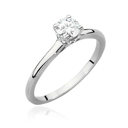 Bague en or blanc 14 carats (585) avec diamants de 0,40 ct et 0,06 ct. Livrée dans un écrin élégant, parfait pour un cadeau.