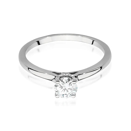 Bague en or blanc 14 carats (585) avec diamants de 0,40 ct et 0,06 ct. Livrée dans un écrin élégant, parfait pour un cadeau.