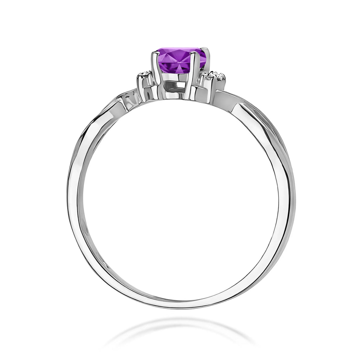 14k (585) White Gold Ring | 0.40ct Amethyst and 0.052ct Diamonds | GREMARI Jewelry
