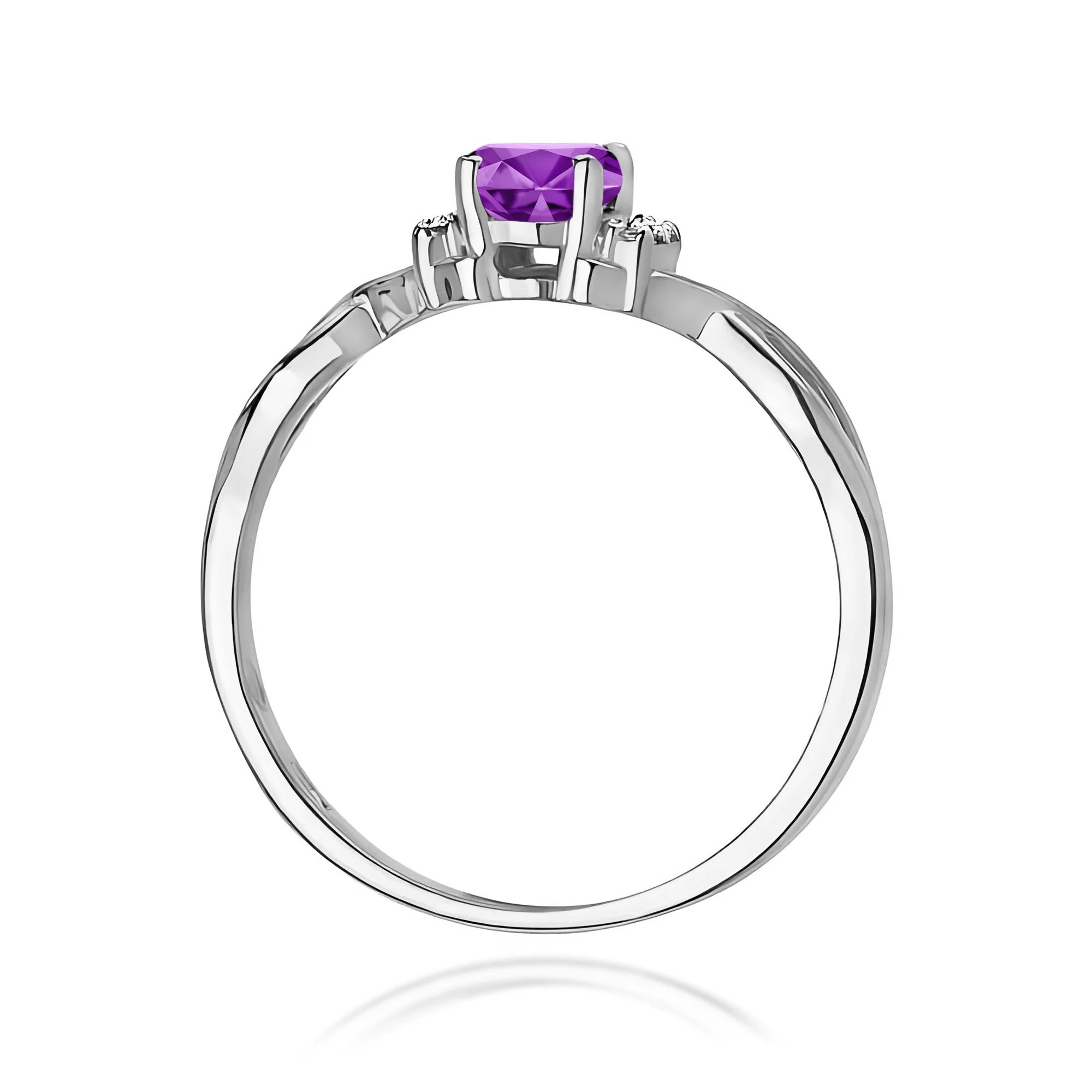 14k (585) White Gold Ring | 0.40ct Amethyst and 0.052ct Diamonds | GREMARI Jewelry
