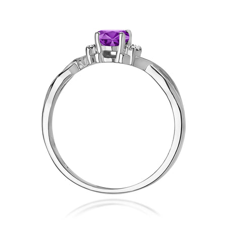 14k (585) White Gold Ring | 0.40ct Amethyst and 0.052ct Diamonds | GREMARI Jewelry
