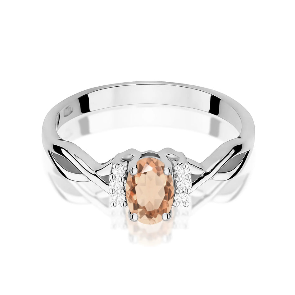 14k (585) White Gold Ring | 0.40ct Morganite and 0.052ct Diamonds | GREMARI Jewelry
