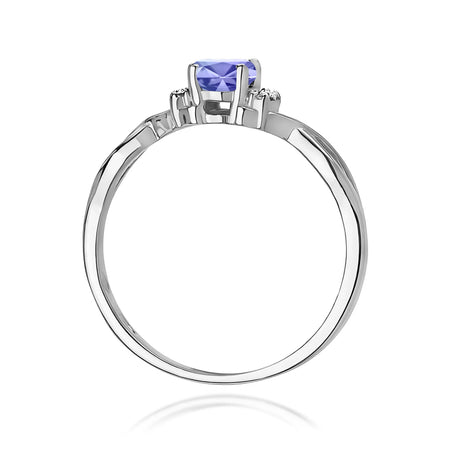 14k (585) White Gold Ring | 0.40ct Tansanit and 0.052ct Diamonds | GREMARI Jewelry
