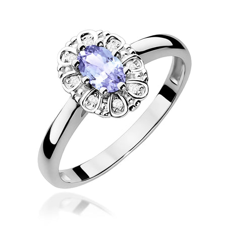 14k (585) White Gold Ring | 0.40ct Tansanit and 0.069ct Diamonds | GREMARI Jewelry

