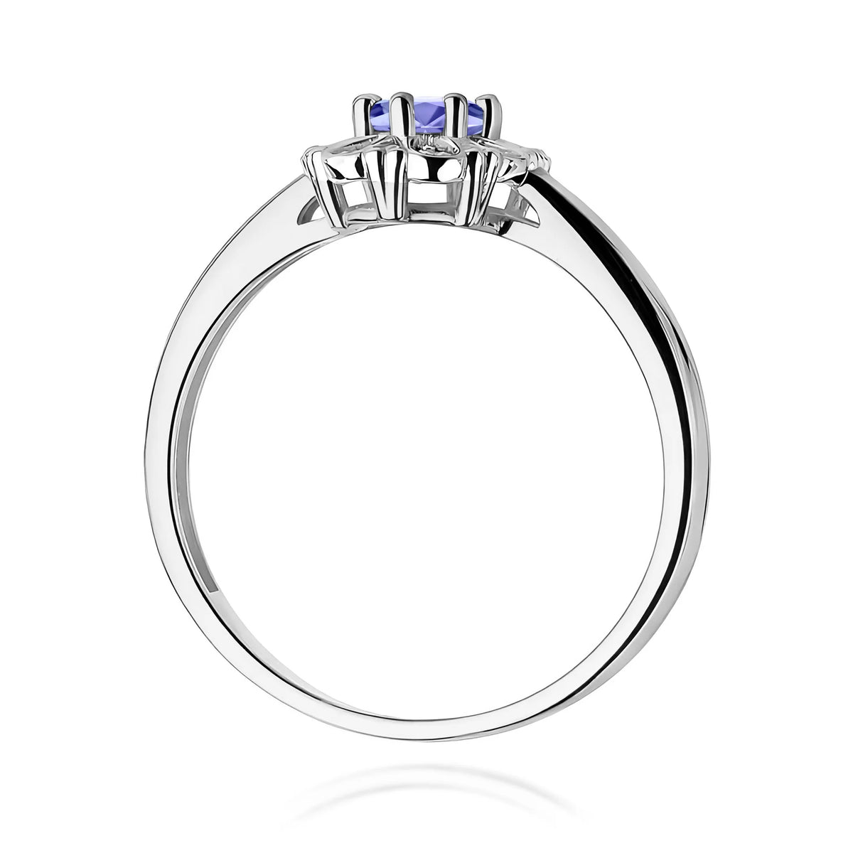 14k (585) White Gold Ring | 0.40ct Tansanit and 0.069ct Diamonds | GREMARI Jewelry