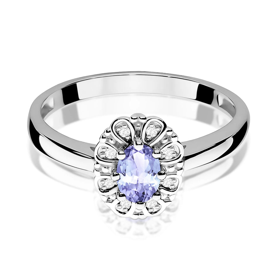 14k (585) White Gold Ring | 0.40ct Tansanit and 0.069ct Diamonds | GREMARI Jewelry
