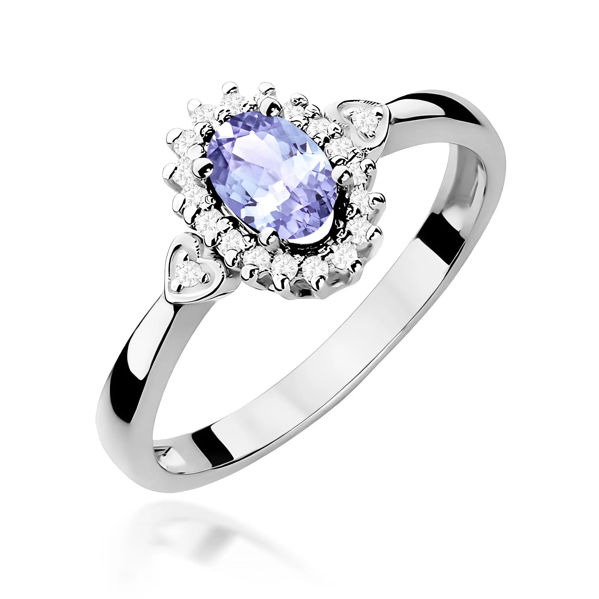 14k (585) White Gold Ring | 0.40ct Tansanit and 0.10ct Diamonds | GREMARI Jewelry
