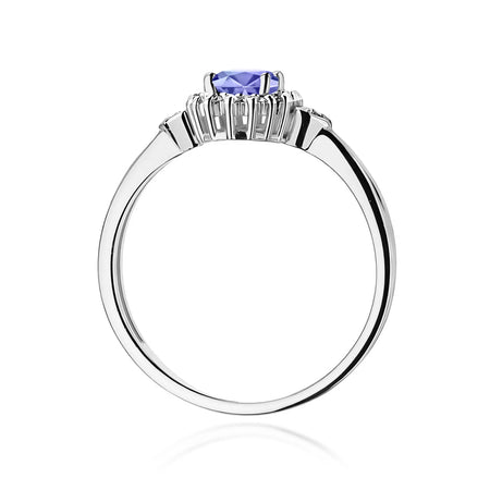 14k (585) White Gold Ring | 0.40ct Tansanit and 0.10ct Diamonds | GREMARI Jewelry
