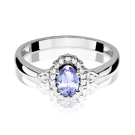 14k (585) White Gold Ring | 0.40ct Tansanit and 0.10ct Diamonds | GREMARI Jewelry
