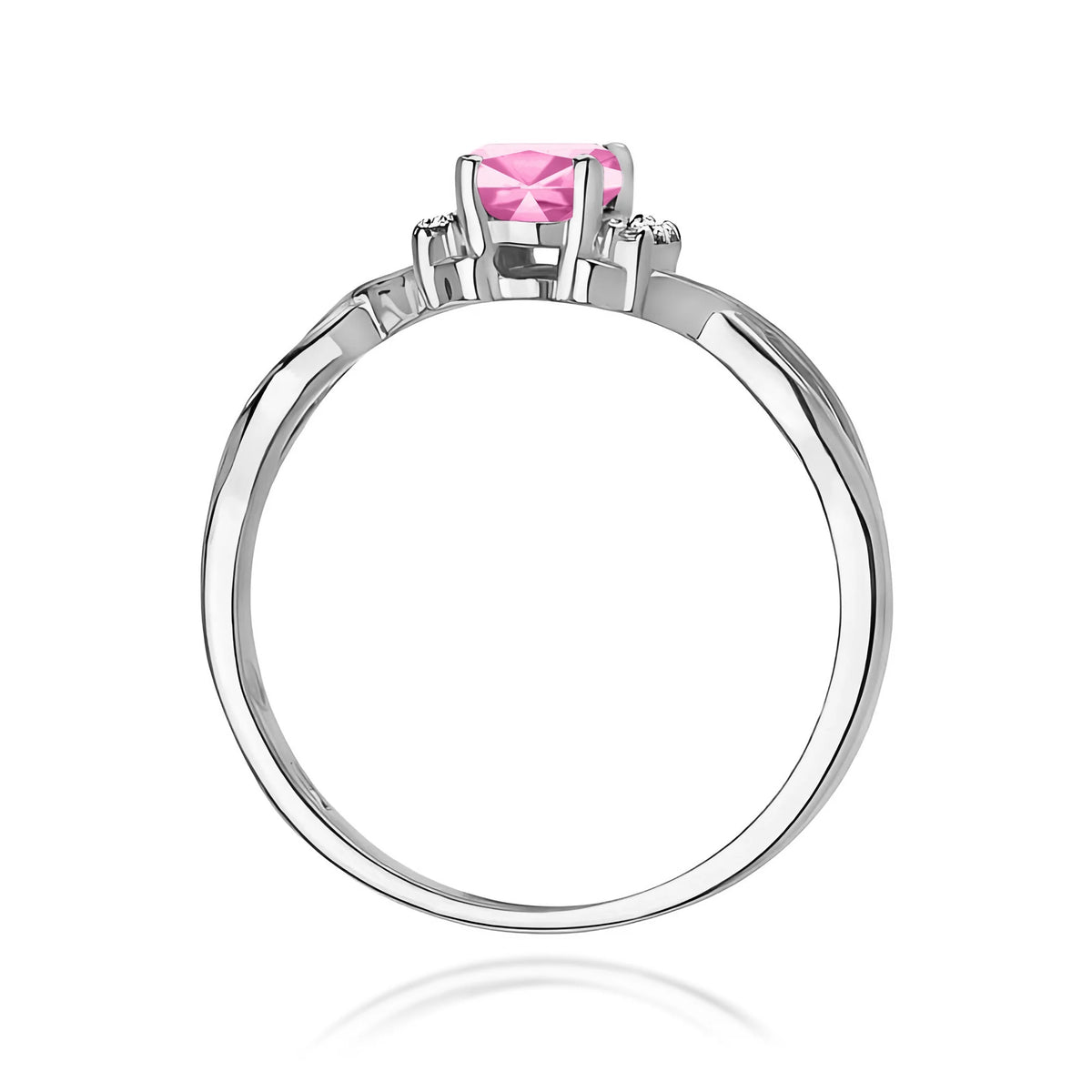14k (585) White Gold Ring | 0.45ct Pink Sapphire and 0.052ct Diamonds | GREMARI Jewelry